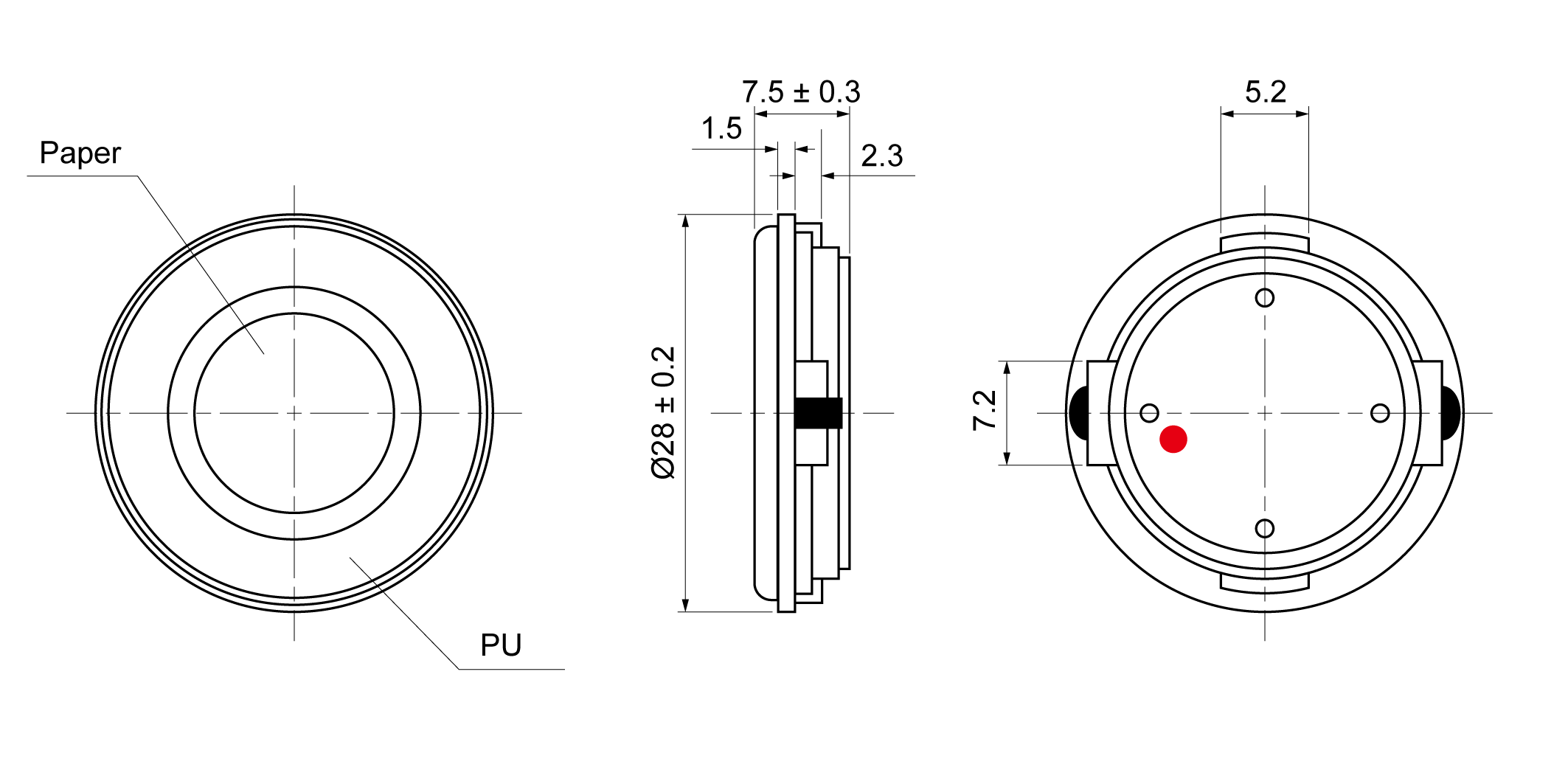 OSR28R-7.5P2.0W8A Mechanical Drawing